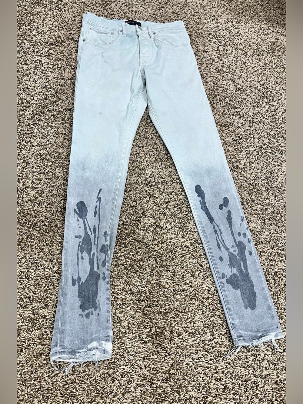 Purple Brand P002 Paint Splatter Jeans White Slim Fit Men’s 30x30 Distressed